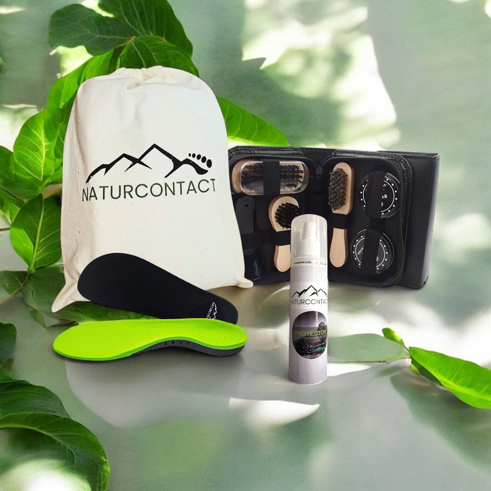 cotton bag, spray and insoles for barefoot shoes
