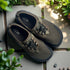 top views of wide toe box military green barefoot minimalist shoes with laces details
