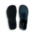 Blue hiking trekking barefoot shoes Naturcontact with black sole details top and bottom views