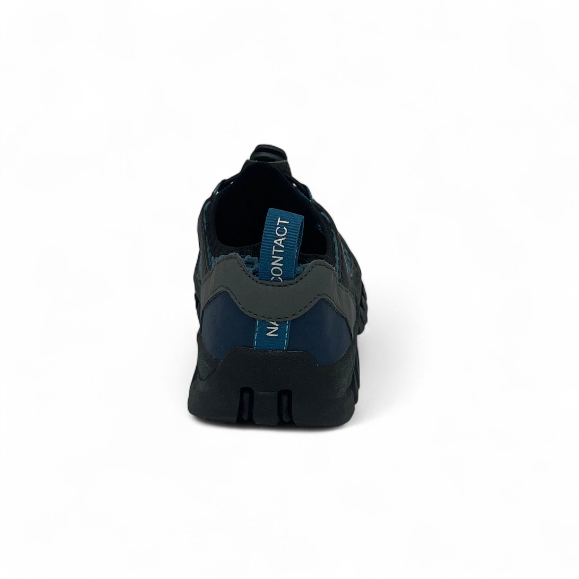 Blue hiking trekking barefoot shoes Naturcontact back view