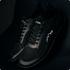 black summer shoes barefoot minimalistic in studio