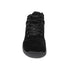 Black winter barefoot shoe with black laces on a white background, featuring 'Naturcontact' branding. front view.