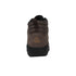 Dark brown winter barefoot shoe with black laces on a white background, with logo. rear view.