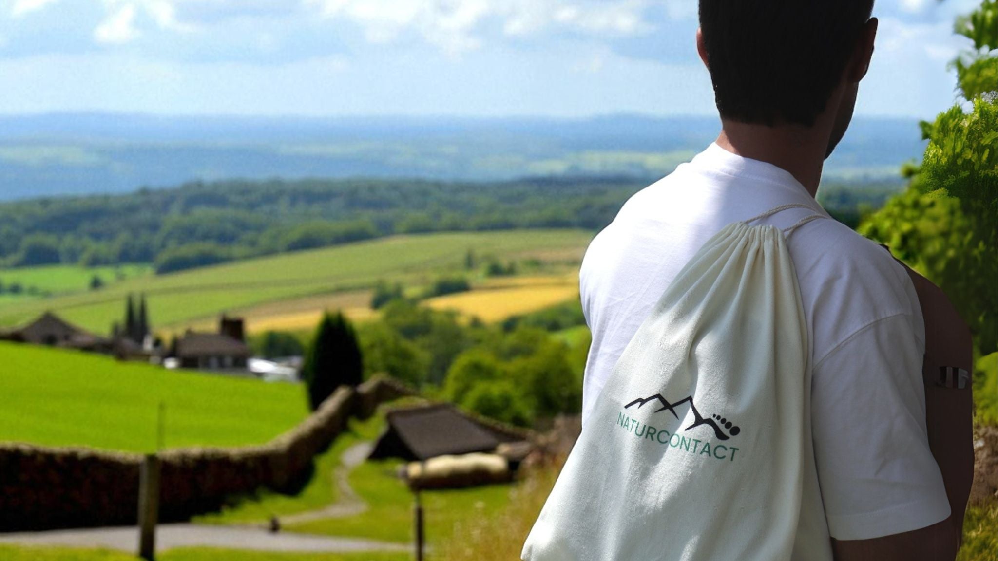 naturcontact canva bag and view of landscape in UK