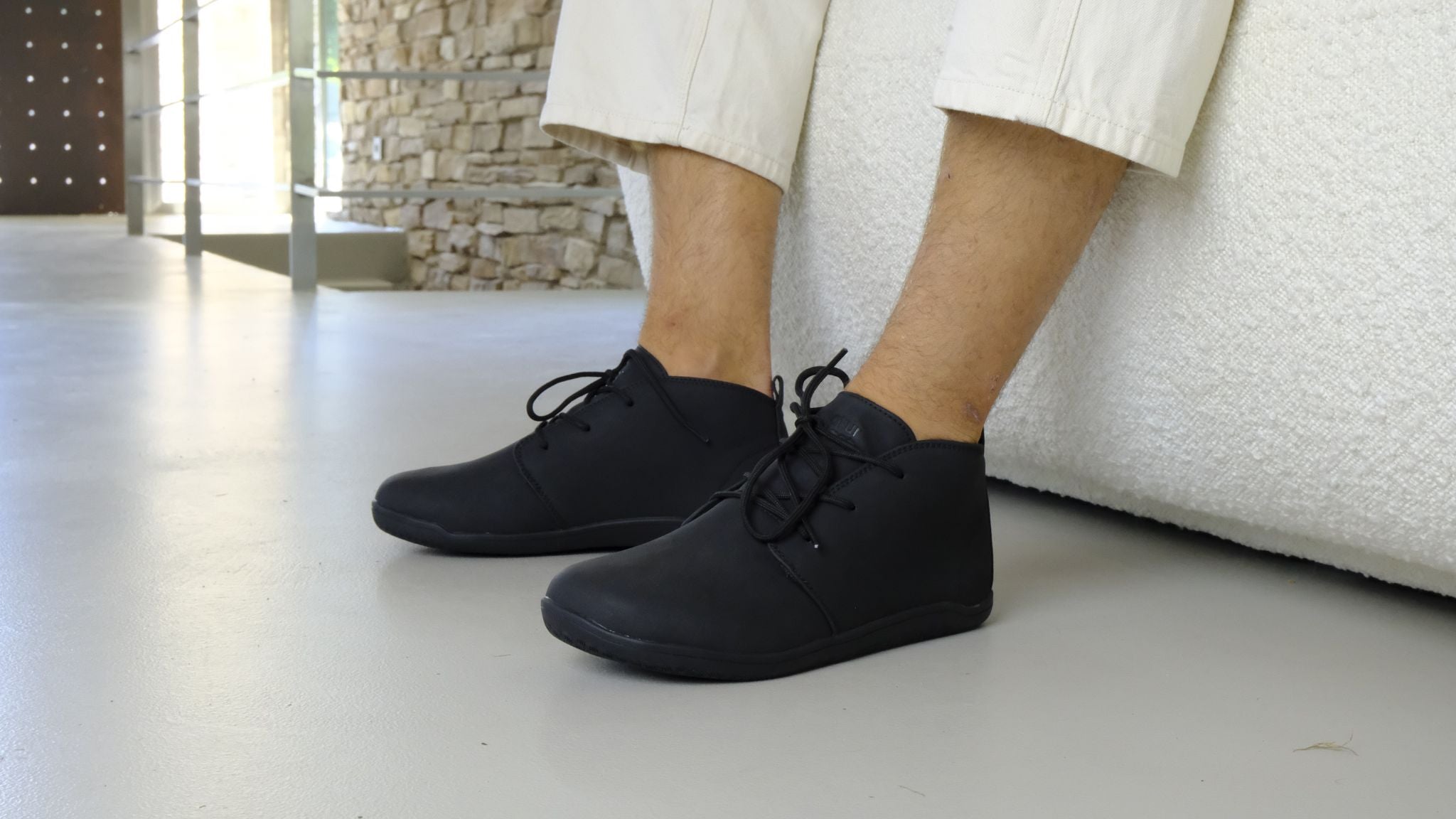 Barefoot shoes with natural toe splay, ideal for standing all day with improved comfort, balance, and foot alignment