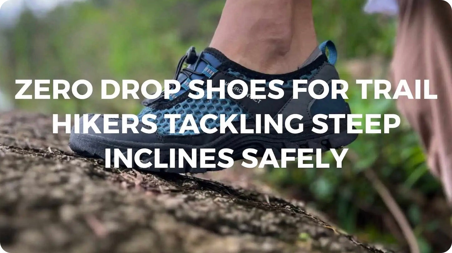 barefoot hiking shoes blue with text overlay