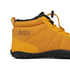 Yellow winter boot with black sole and fur lining on a white background, featuring the 'natur contact' brand.