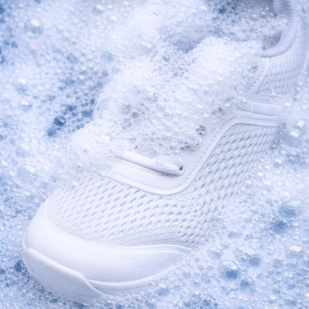 washing white barefoot sneaker flex soap