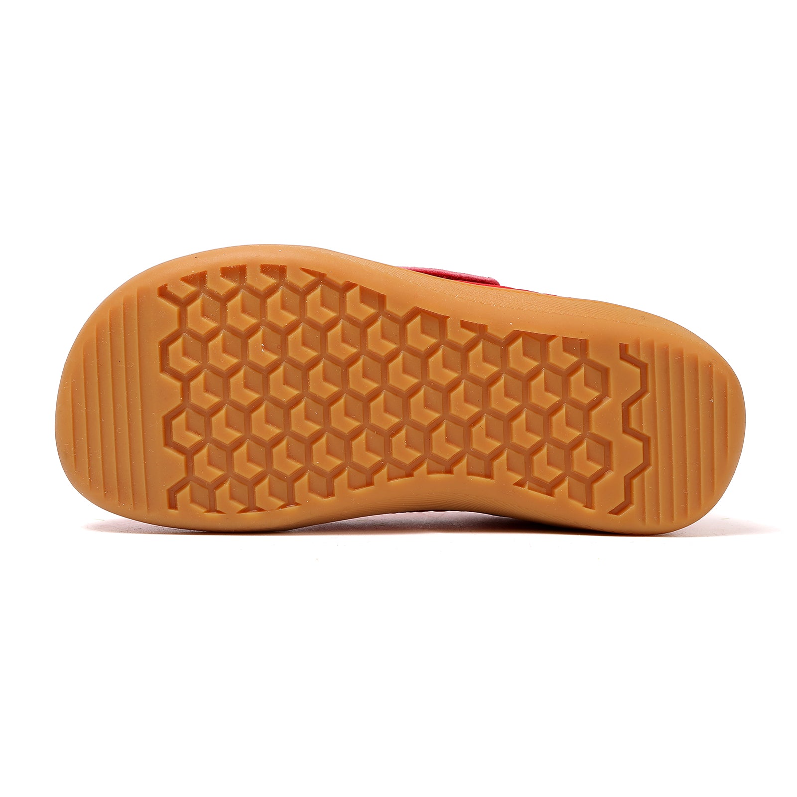 barefoot shoe for kids with details of a brown sole on a white background 