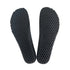 Honeycomb-textured insoles for barefoot shoes with flexible black base and full-length perforated structure.