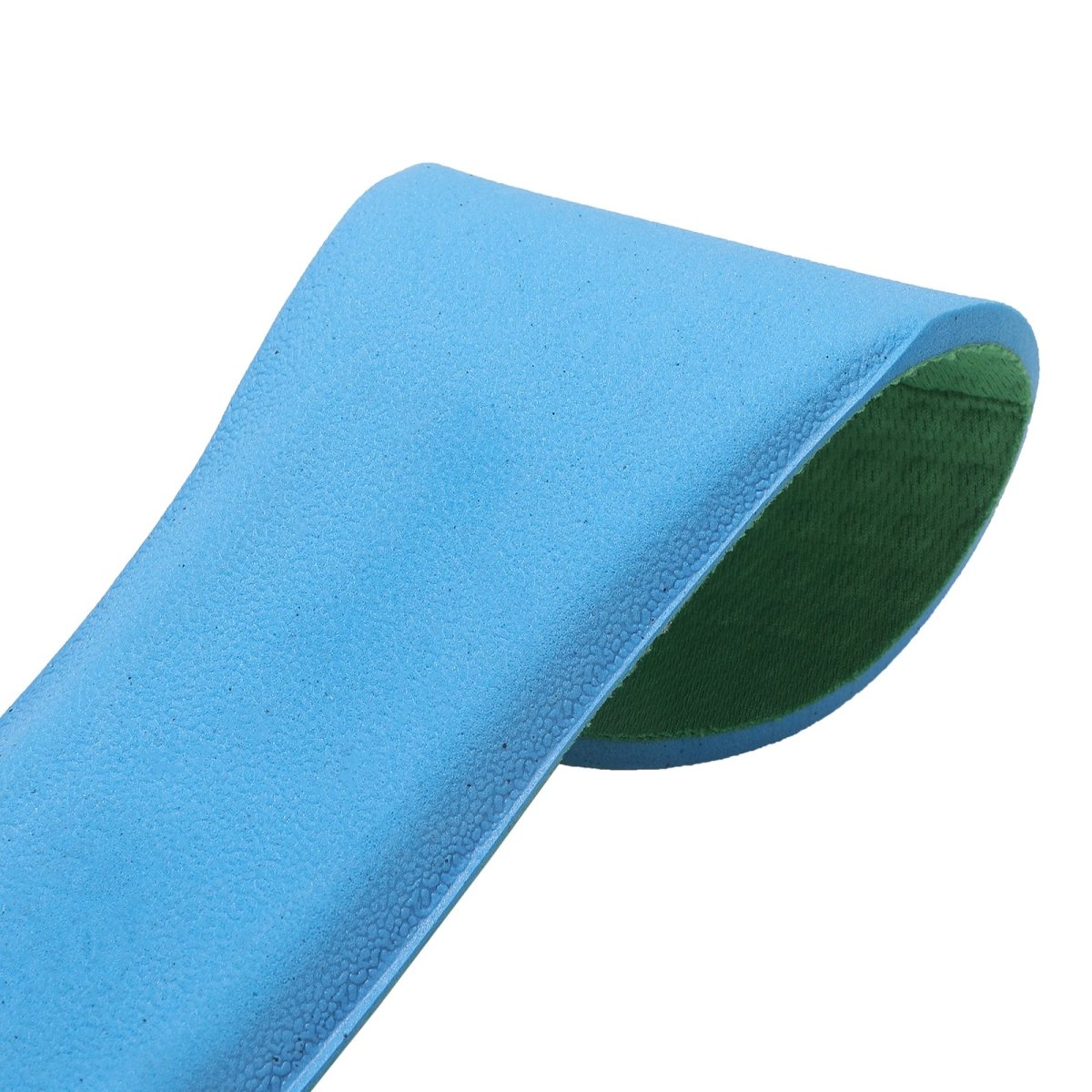 Lightweight blue and green foam insoles with a textured top surface.