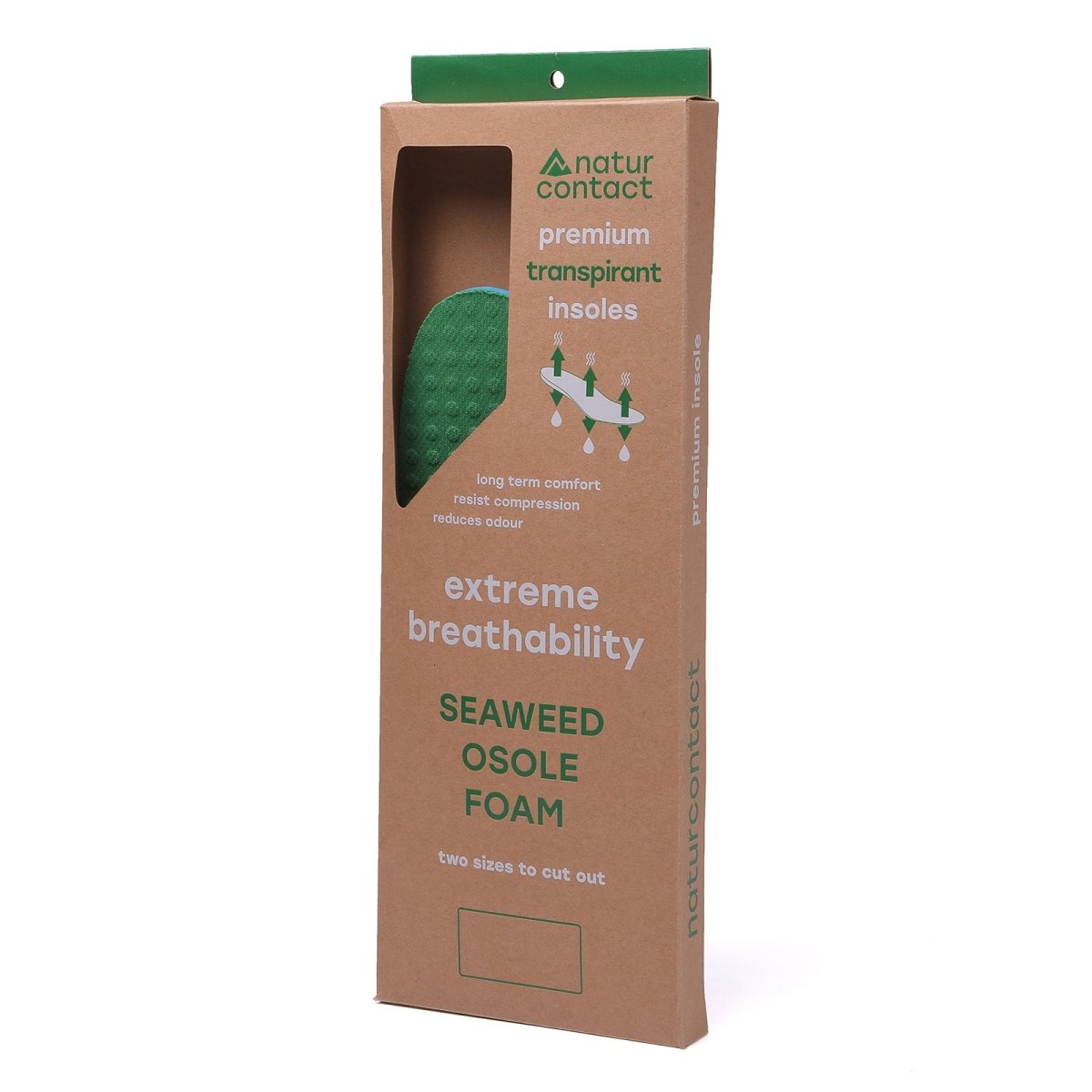 seaweed osole foam shoes transpirant insole in carton box 
8-9.5 UK / 42-44 EU / 9.5-11 US M