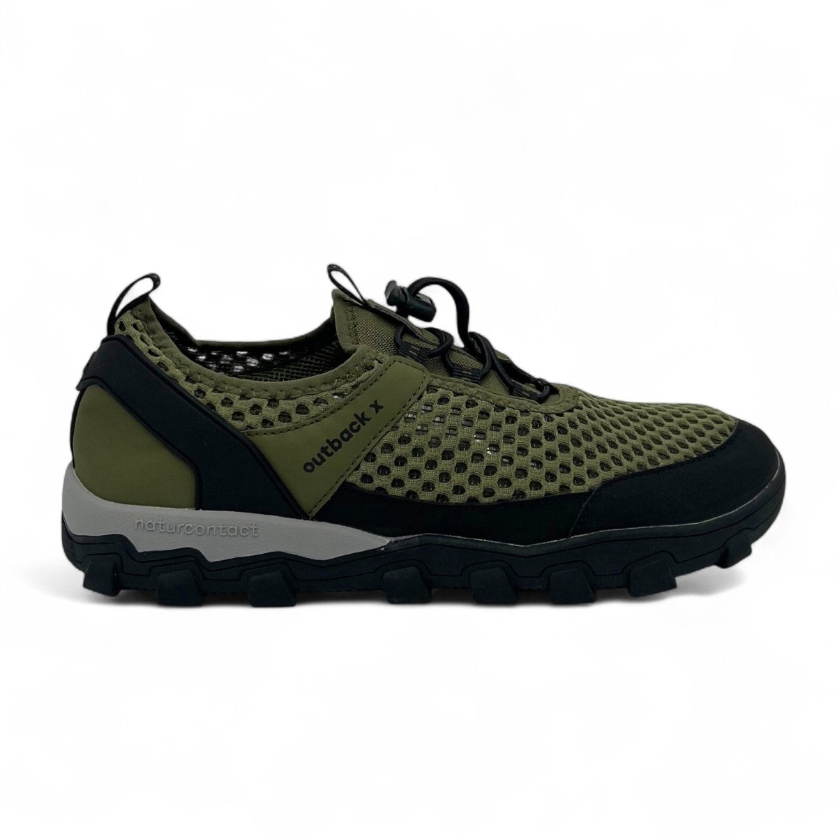 Military Green hiking trekking barefoot shoes Naturcontact side view