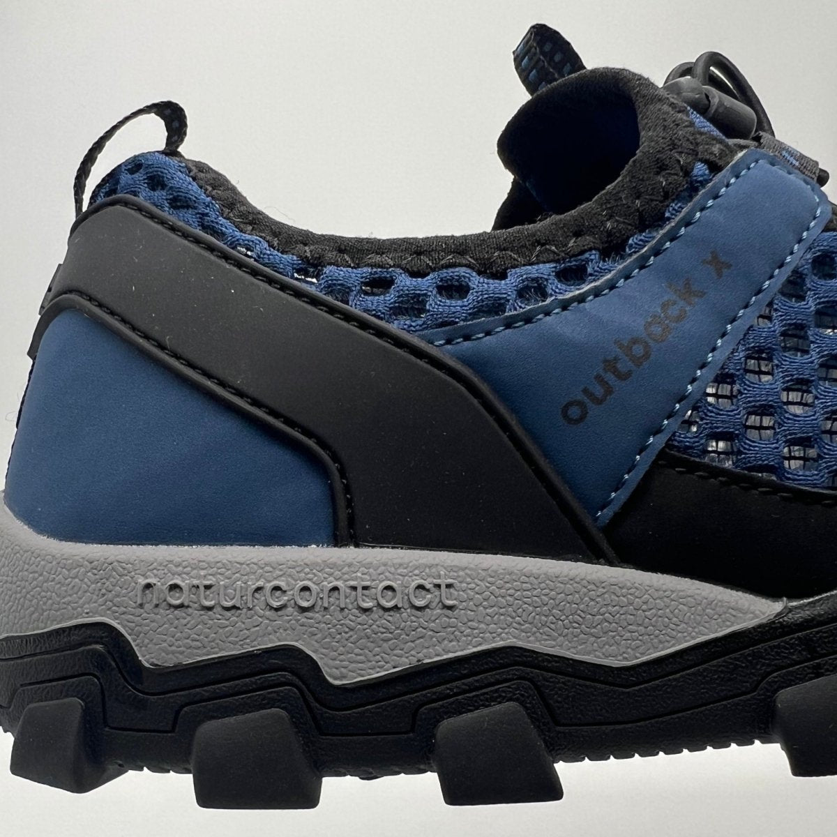 Blue hiking trekking barefoot shoes Naturcontact with side details and sole