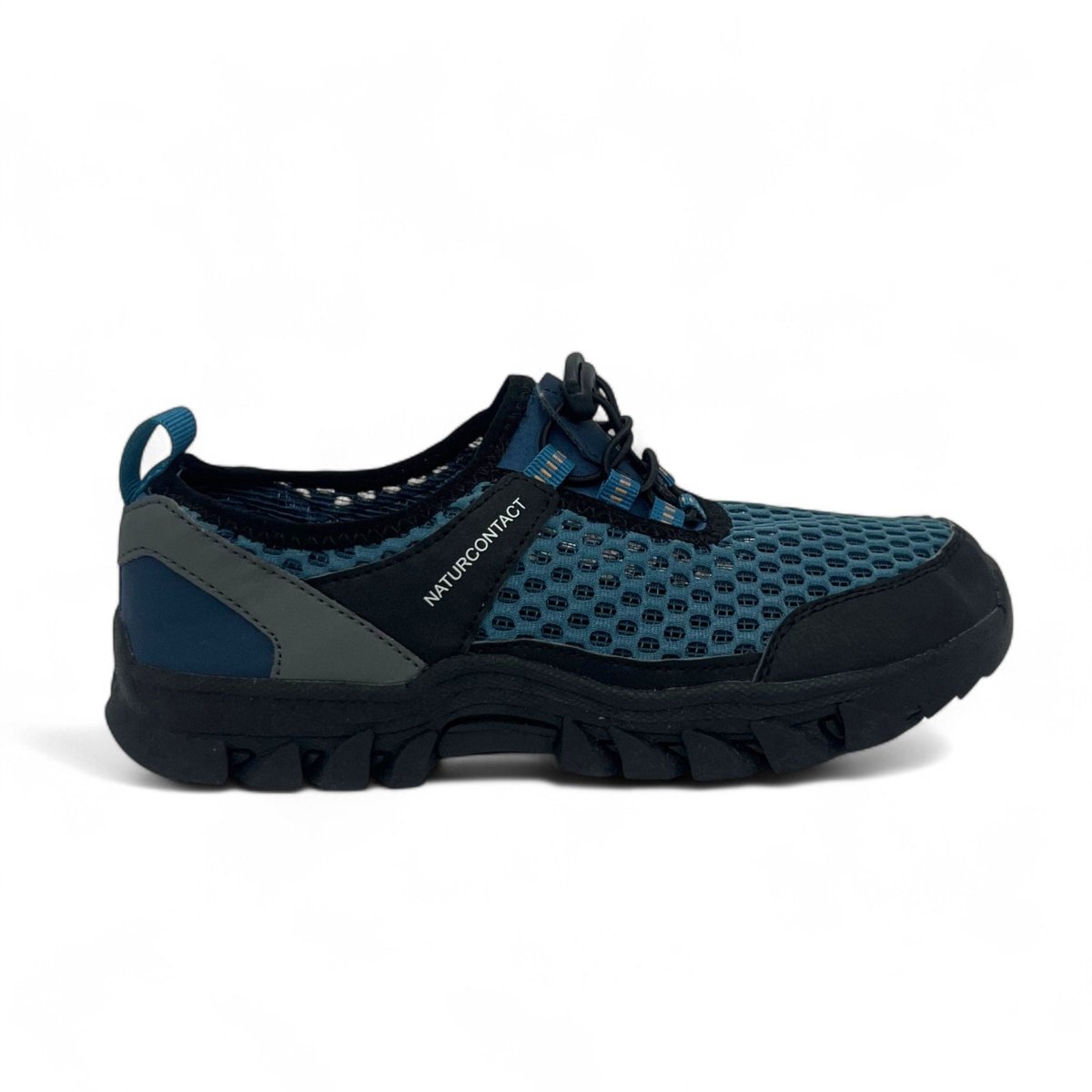 Blue hiking trekking barefoot shoes Naturcontact side views