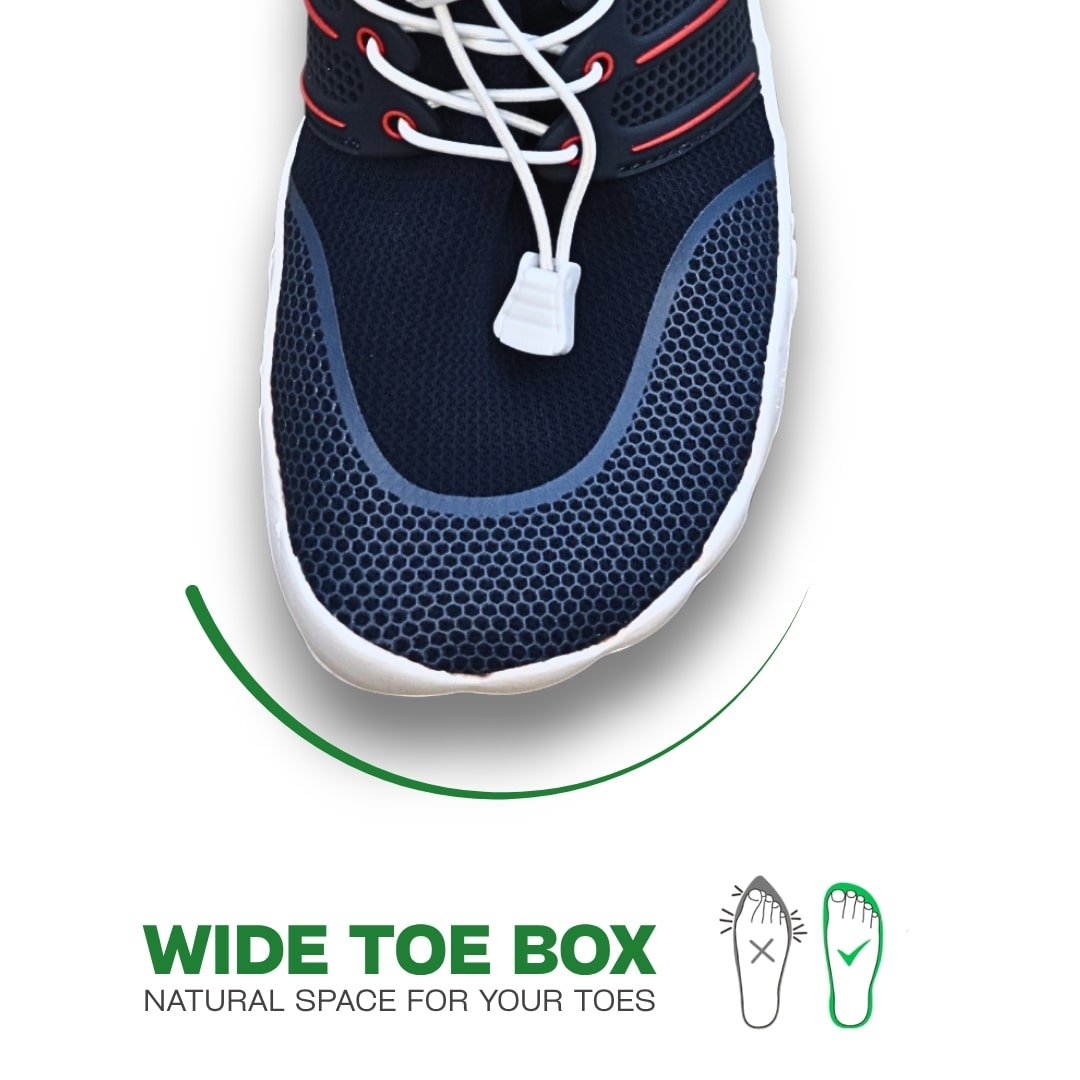 top view wide toe box sport blue summer barefoot minimalist shoes