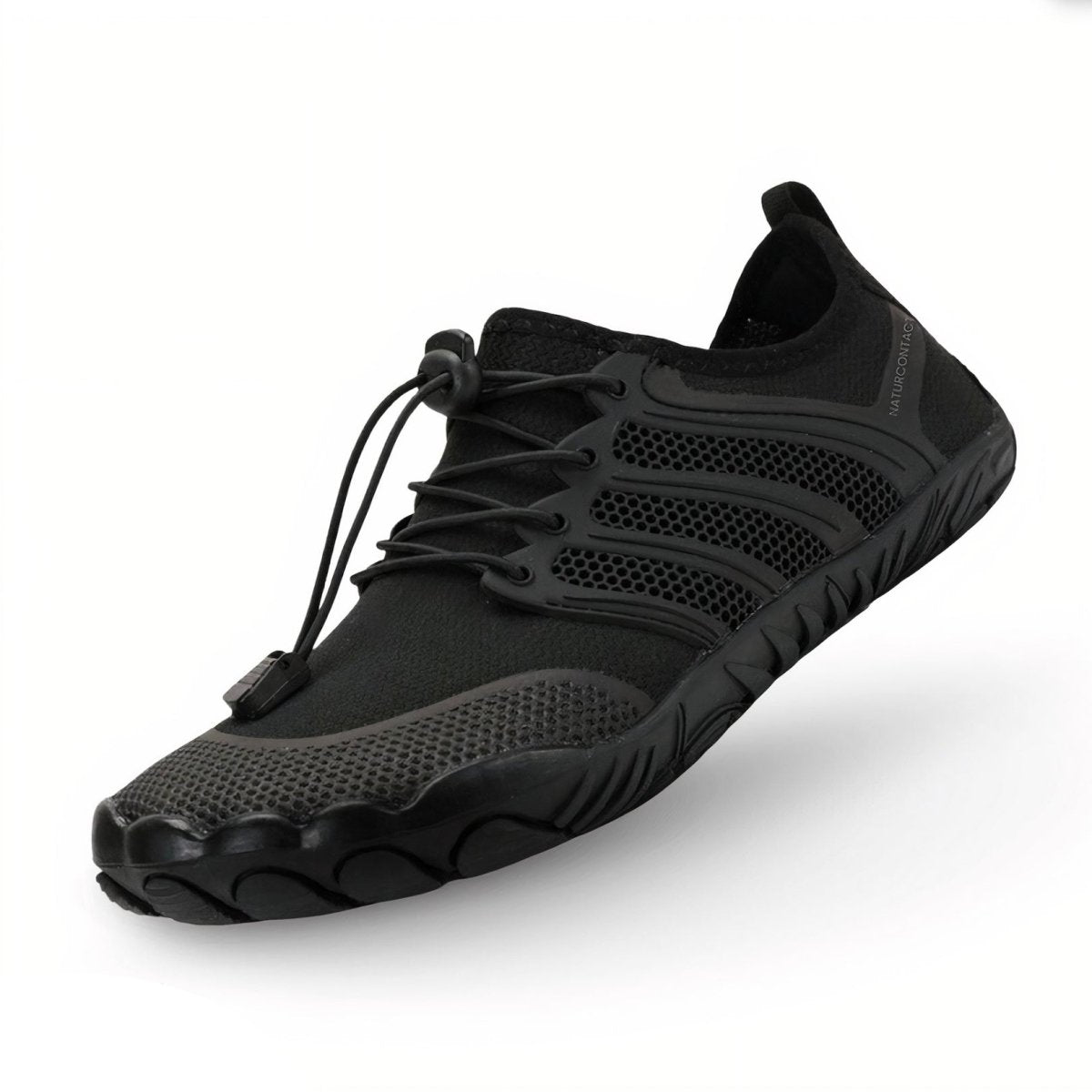 Black athletic sport barefoot shoes on a white background