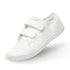 white velcro closure leather barefoot shoes