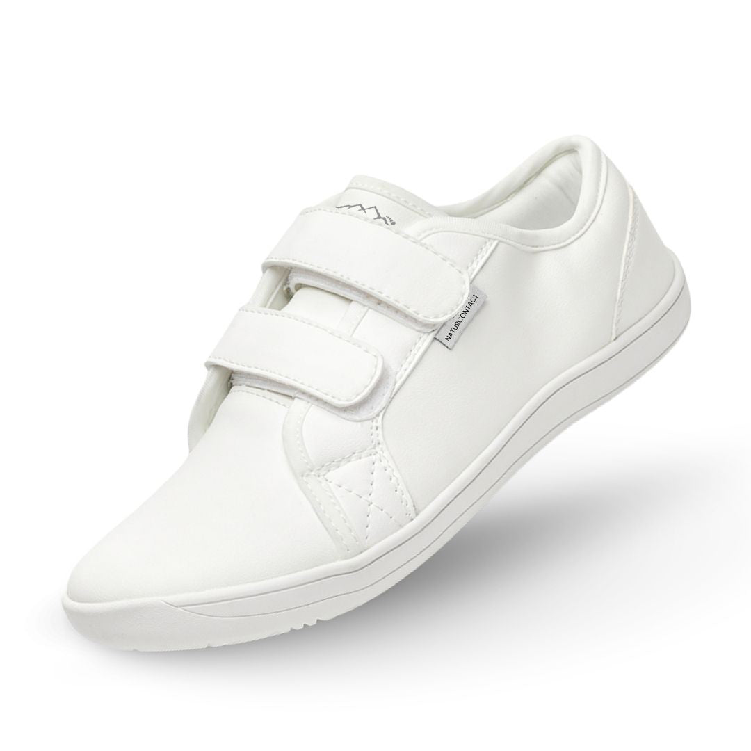 Naturcontact Terra Flex 2.0 barefoot shoes in white, with double velcro closure, flexible zero-drop sole and wide toe box for natural everyday movement