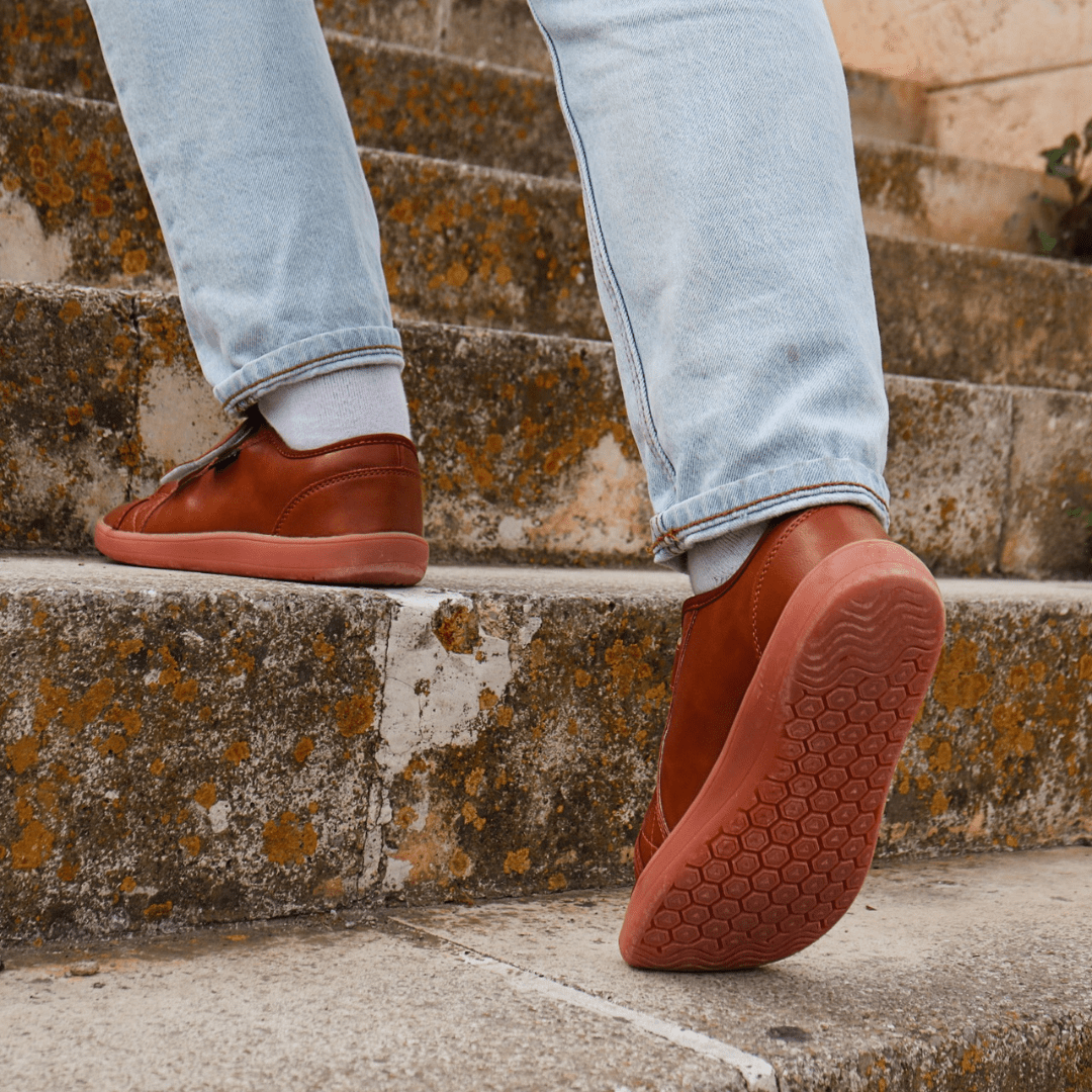 sole detail of velcro barefoot shoes minimalistic brown