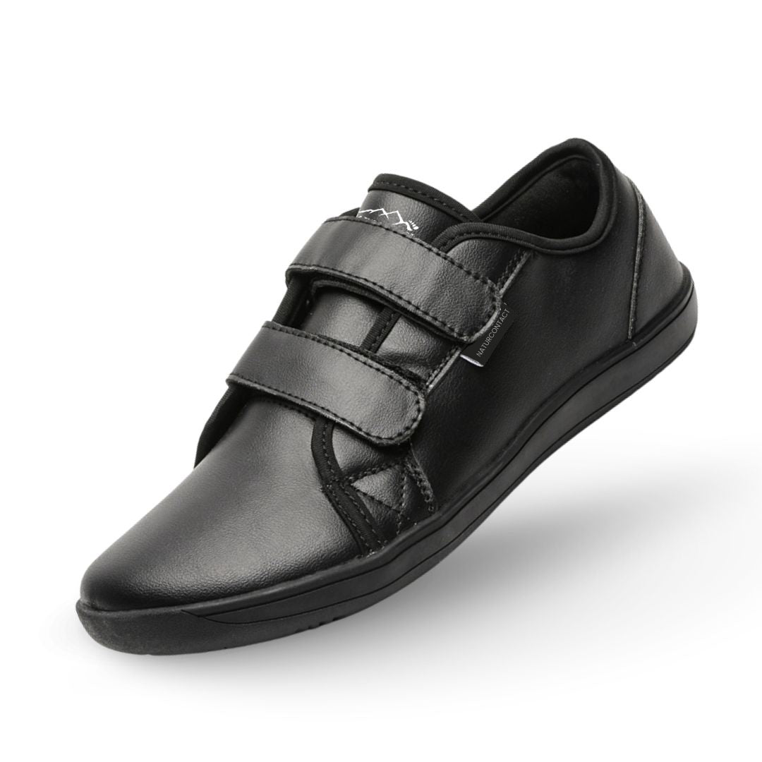 Naturcontact Terra Flex 2.0 barefoot shoes in black with double velcro closure, flexible zero-drop sole and wide toe box for natural everyday movement