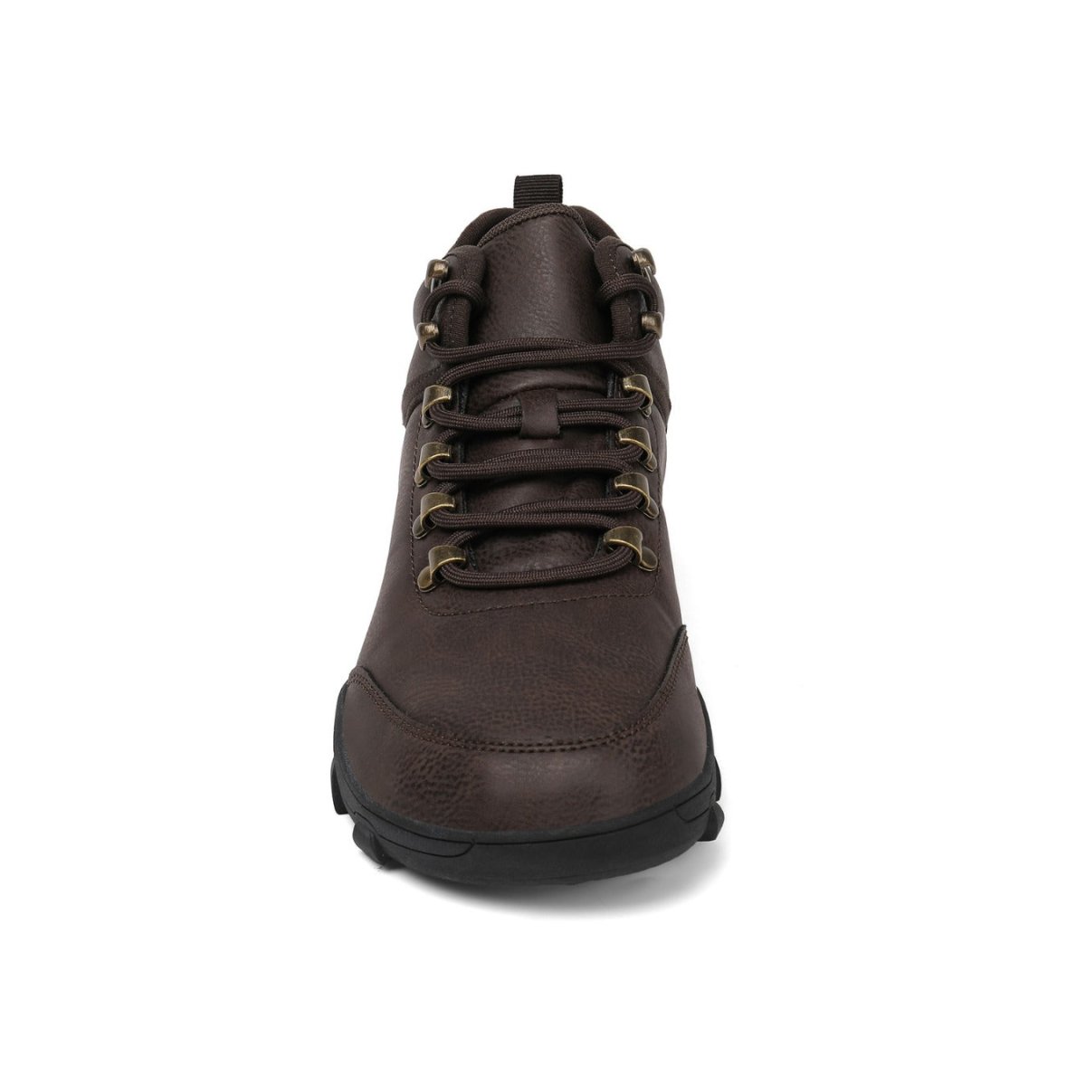 Brown leather boot on a white background