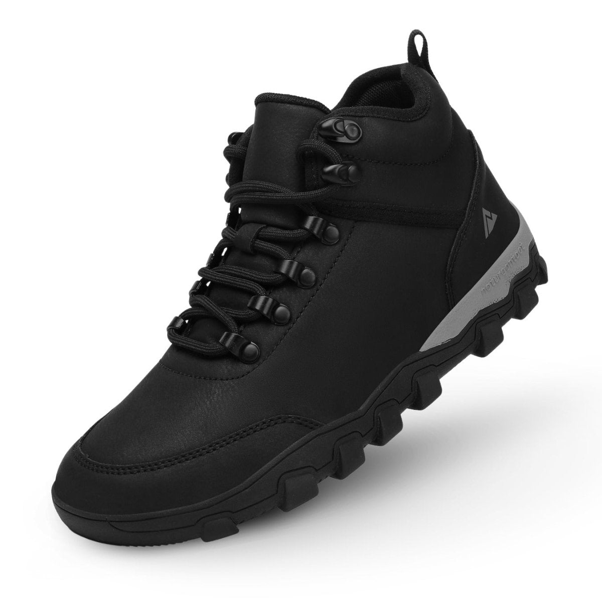 Black high-top sneaker on a white background