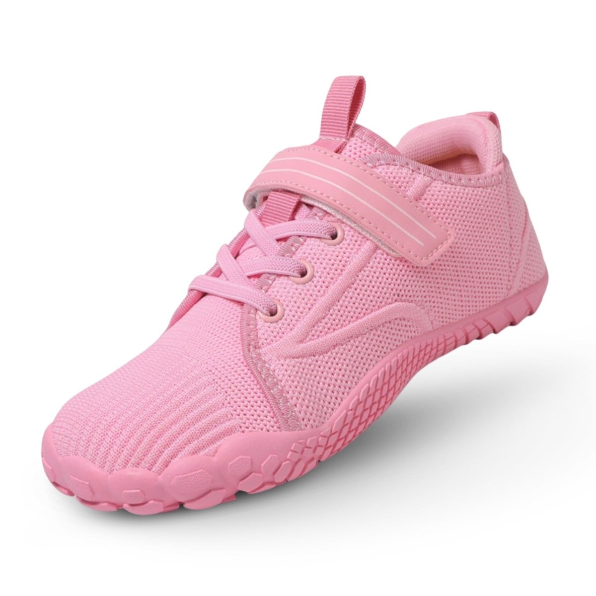 Pink barefoot sneaker for kids on a white background