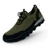 Military Green hiking trekking barefoot shoes with elastic laces horizontal view