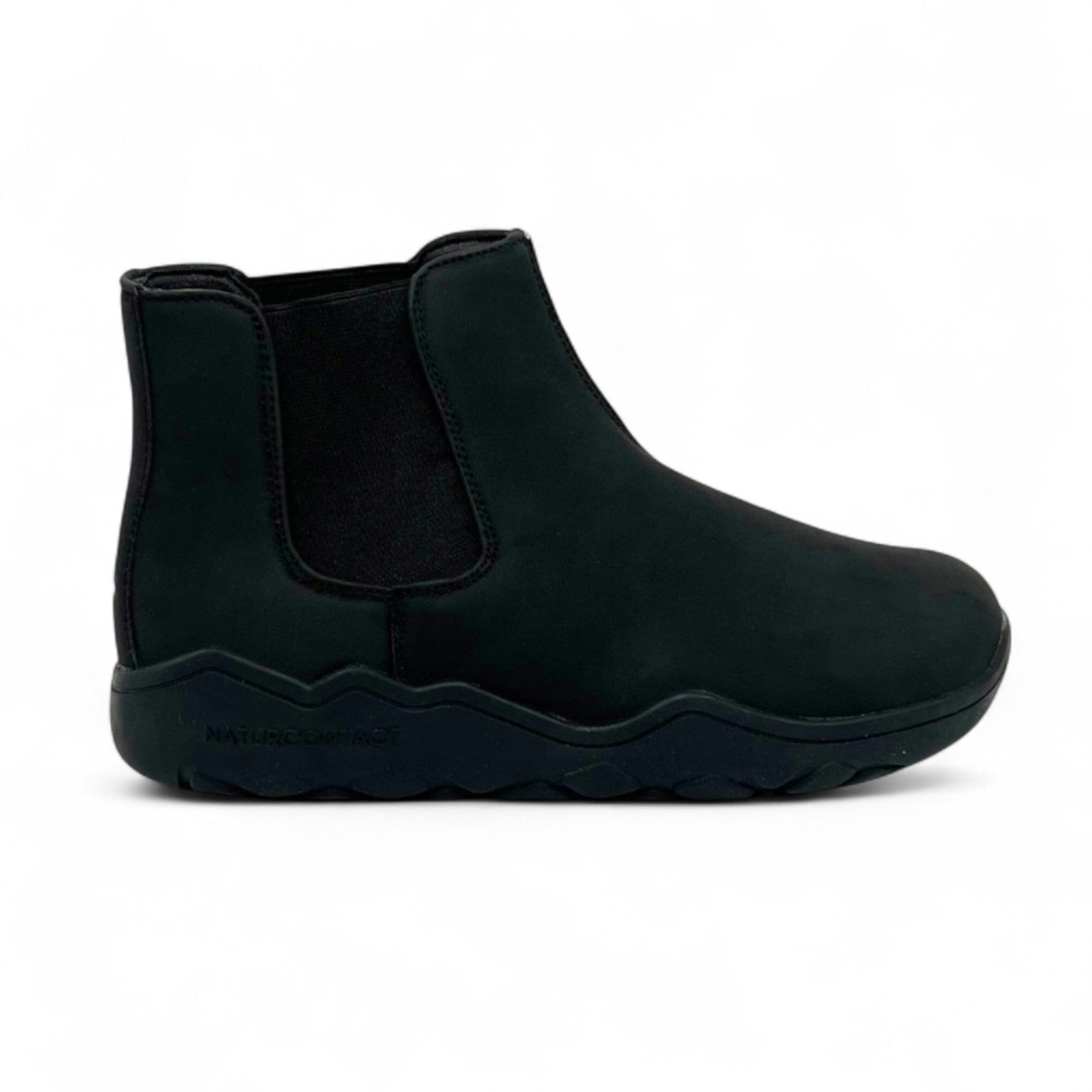 Black ankle boot on a white background