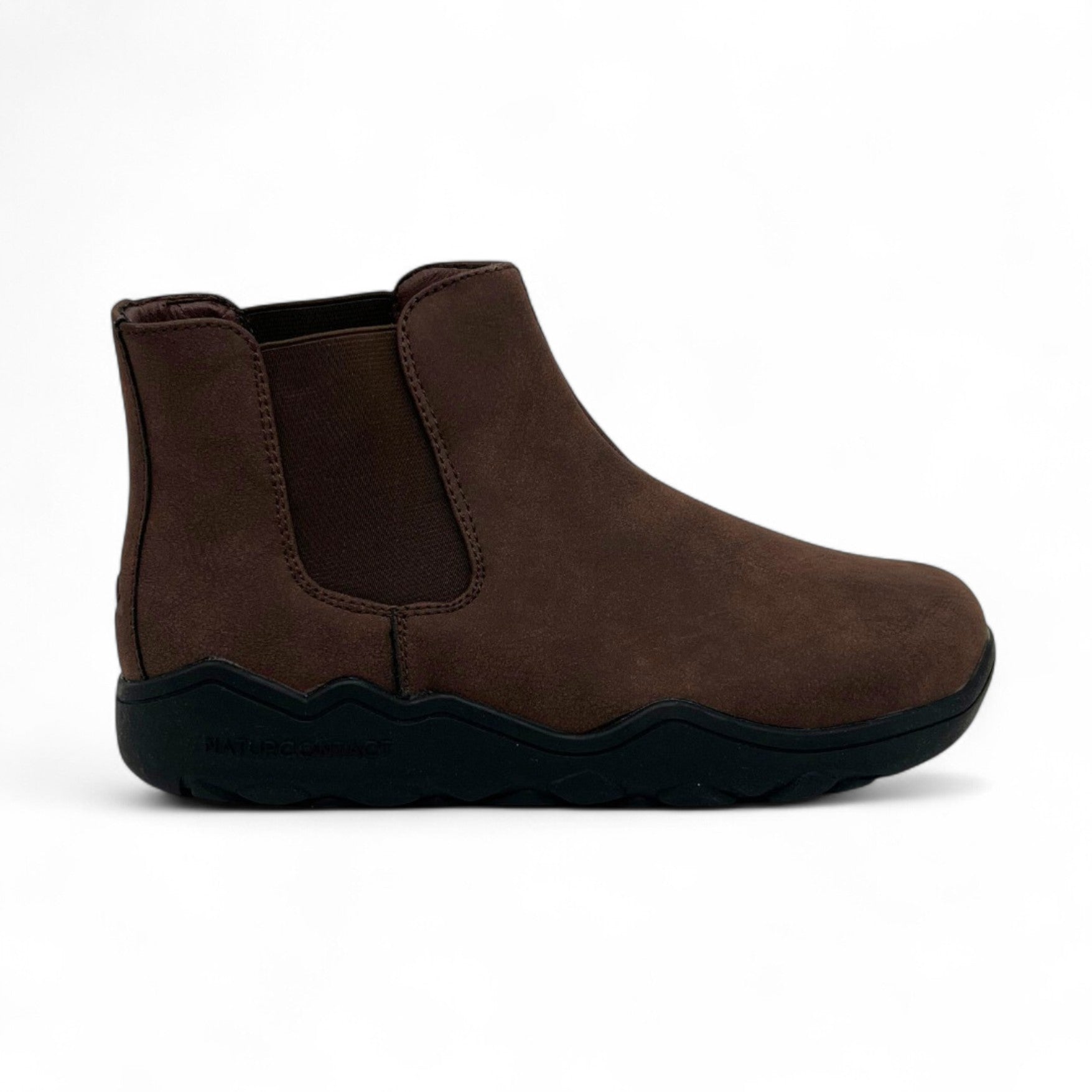 Brown ankle boot on a white background