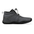 Gray winter boot with black sole on a white background
