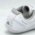 white daily barefoot shoes with details of the back of the shoe with logo