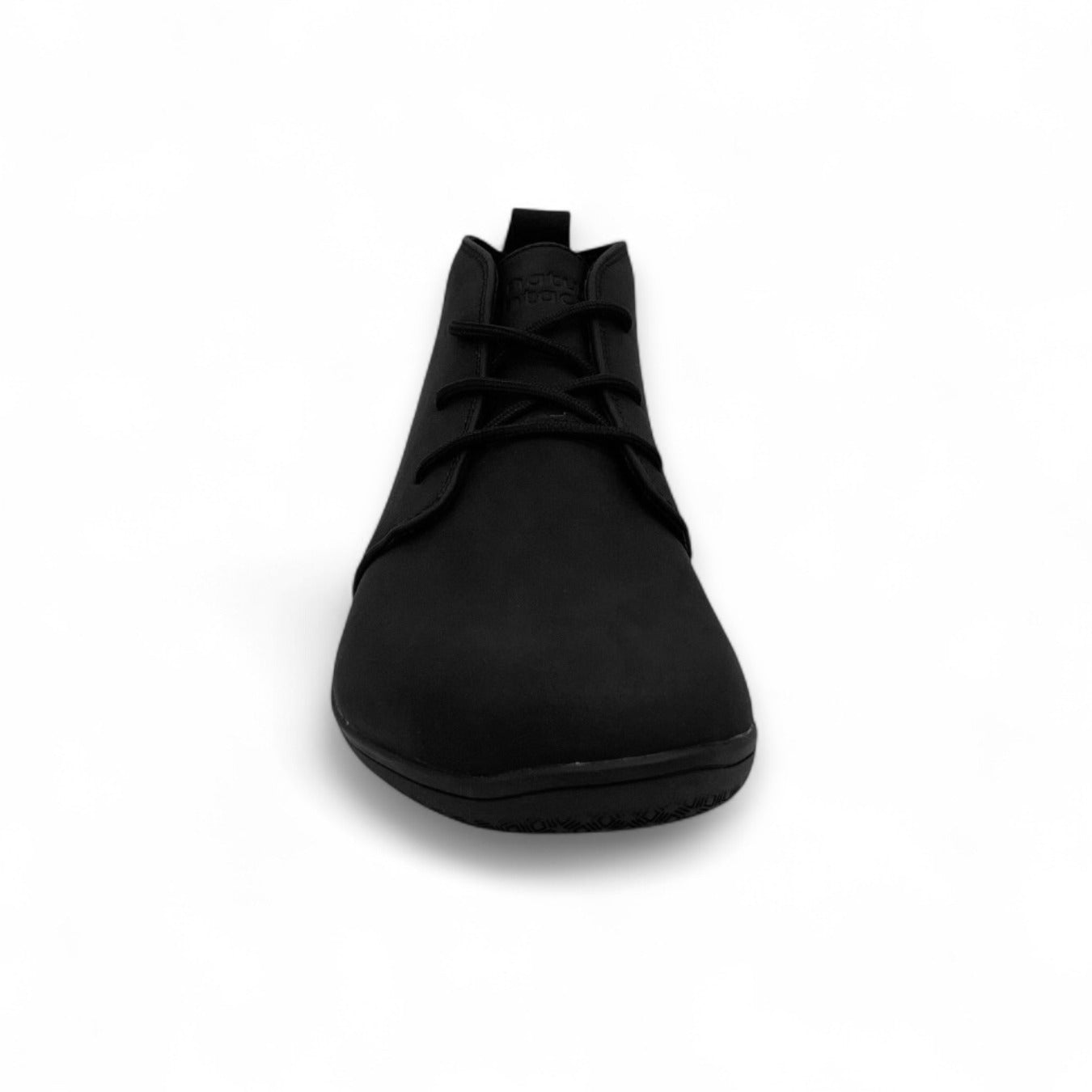 Naturcontact George barefoot shoe in Black color, front view with wide toe box for natural comfort.