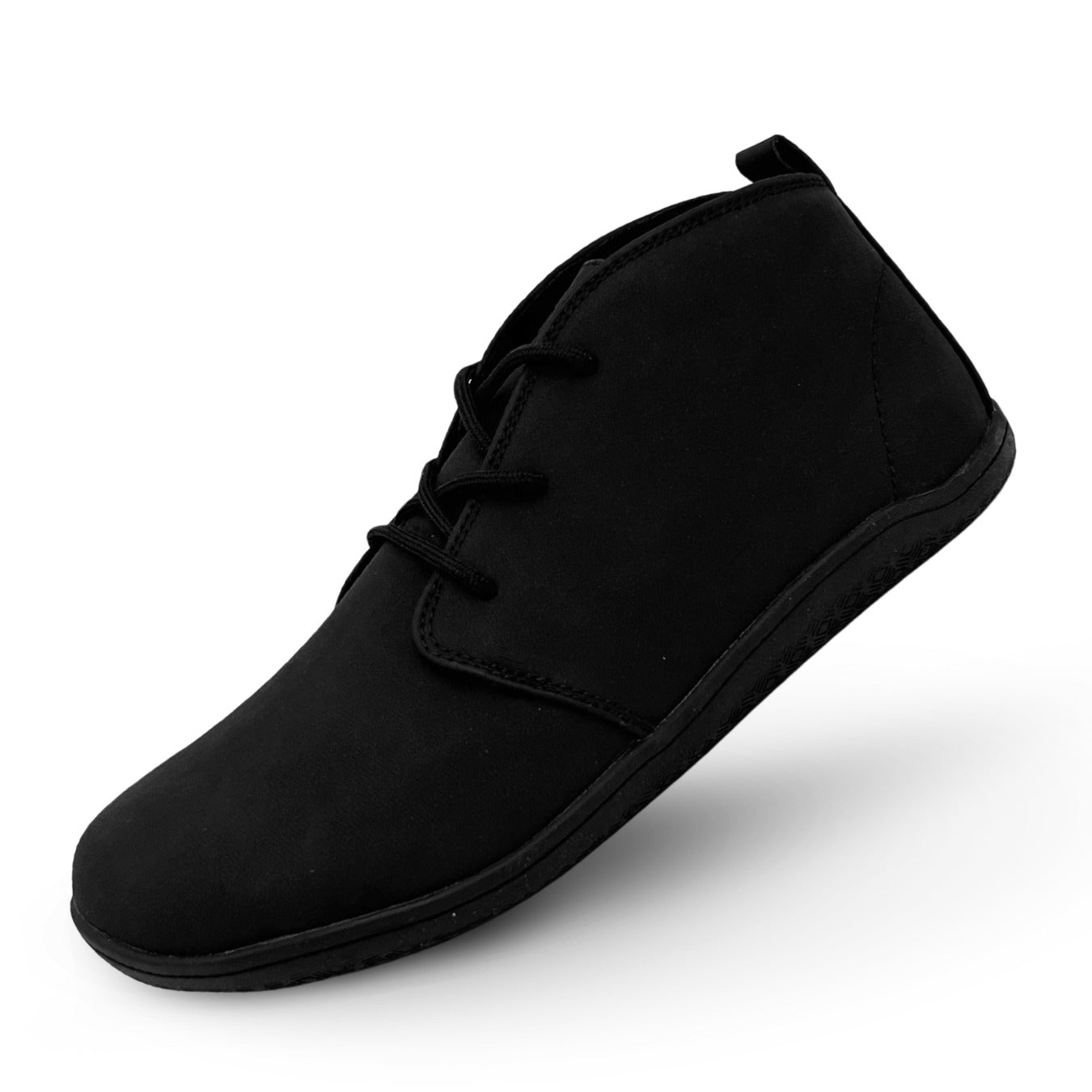 Naturcontact George barefoot shoe in Black color, angled side view, sleek minimalist design.