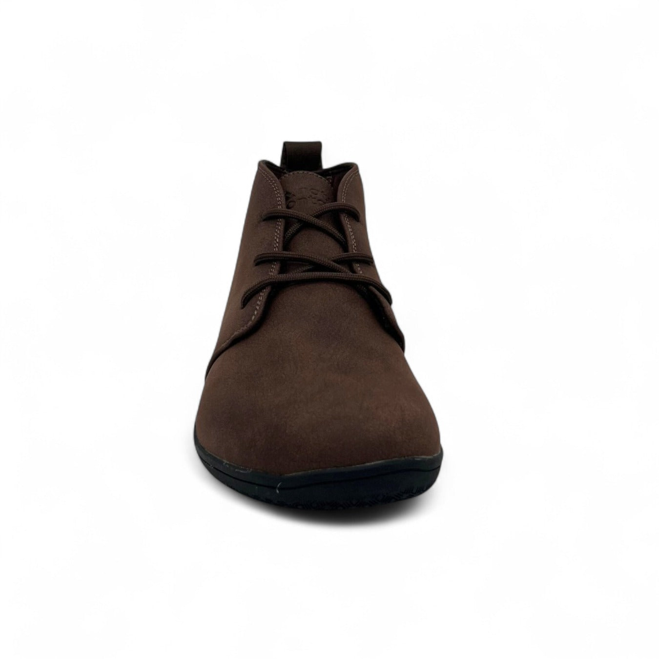Naturcontact George barefoot shoe in Dark Brown color, front view highlighting the wide toe box.