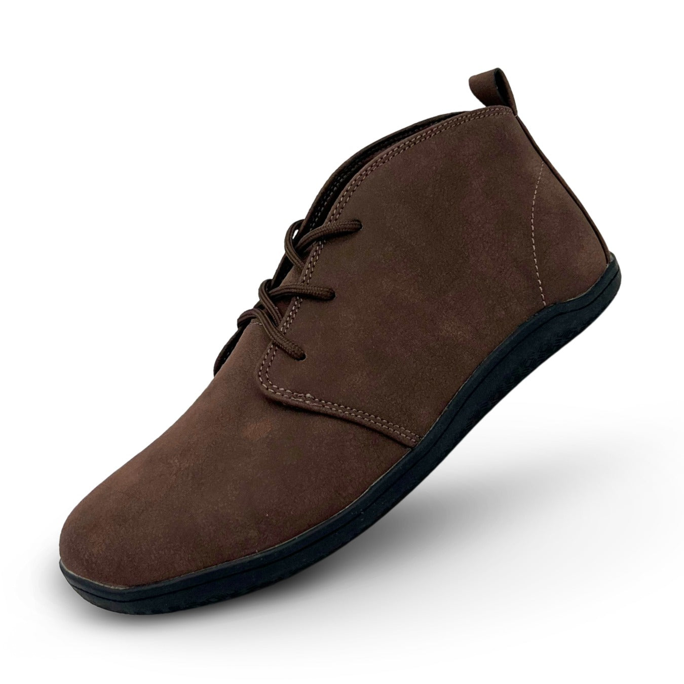 Naturcontact George barefoot shoe in Dark Brown color, angled side view, zero drop minimalist shoe.