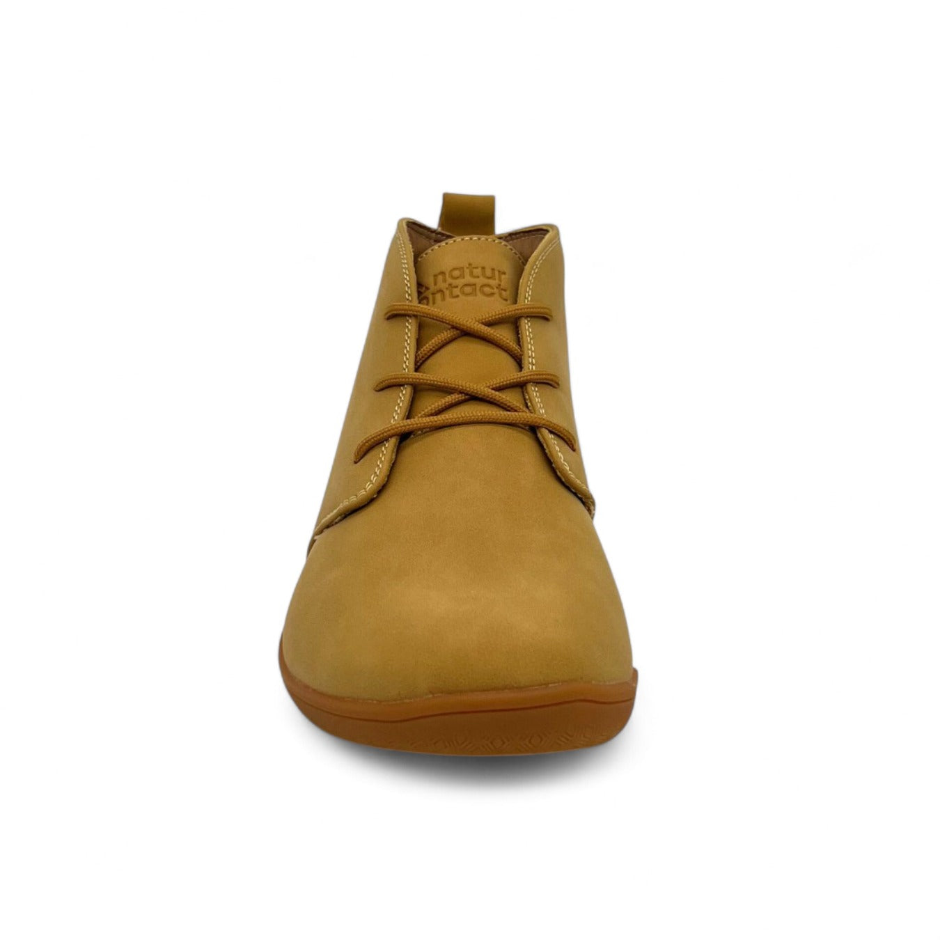 Naturcontact George barefoot shoe in Sand color, front view with wide toe box and natural shape.