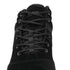Black winter barefoot shoe with black laces on a white background, featuring 'Naturcontact' branding. close-up front view.