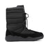 Black winter boot with thick padding on a white background