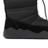 Black winter boot with a visible brand logo on a white background