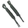 Pair of coiled dark green round braided shoelaces with Naturcontact-branded aglets.