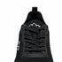Close-up of the black Aramid Contact 2.0 heel and side showing the mesh upper, heel pull loop and white mountain logo.
