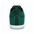 Rear view of forest green Aramid Contact 2.0 barefoot trainers showing the heel pull loop, vertical heel panel and light rubber outsole.