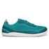 Teal barefoot sneaker with white sole on a white background