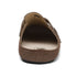 Brown barefoot suede clog on a white background rear view