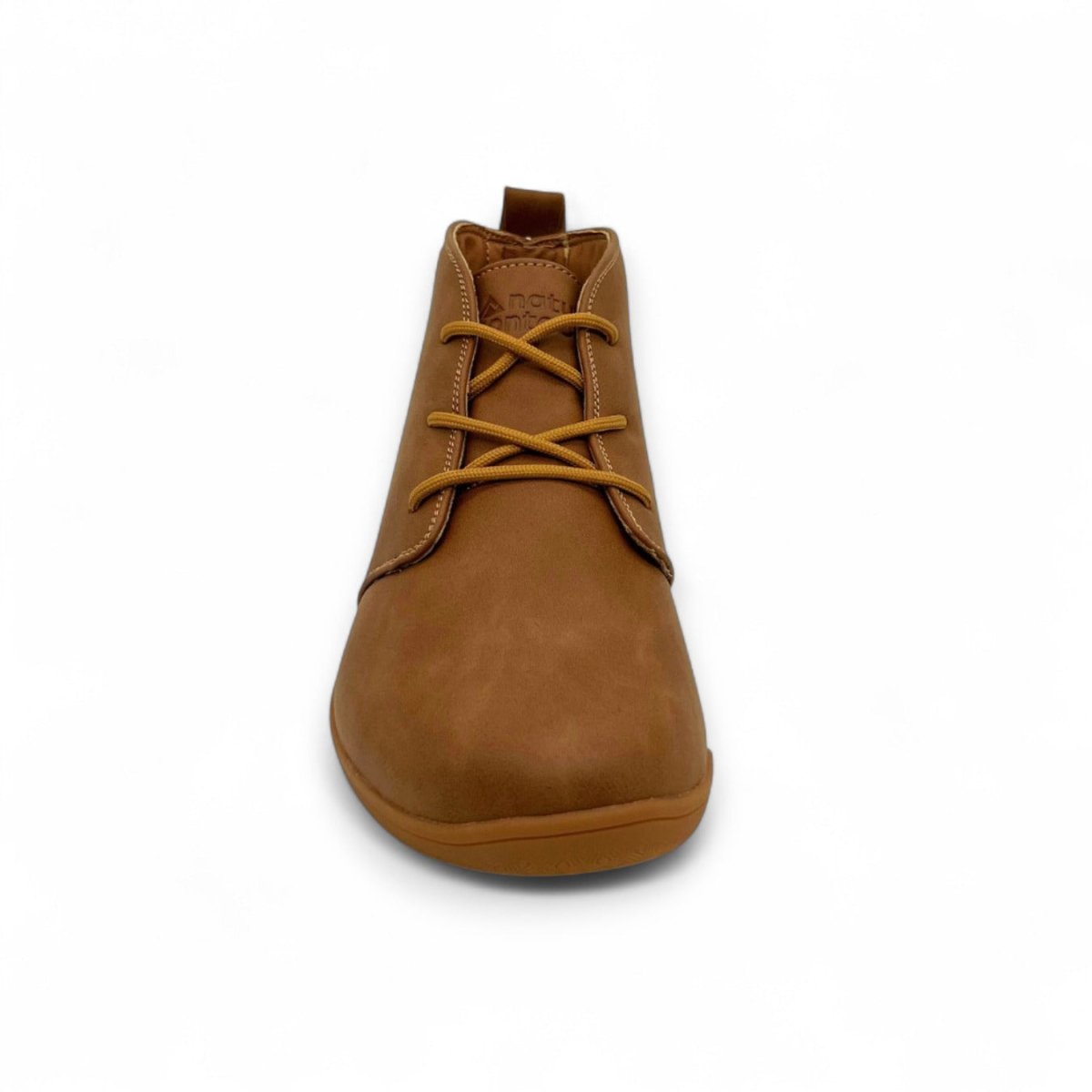 Naturcontact George smart barefoot shoe in brown, front view highlighting wide toe box, minimalist lacing, and clean casual design.