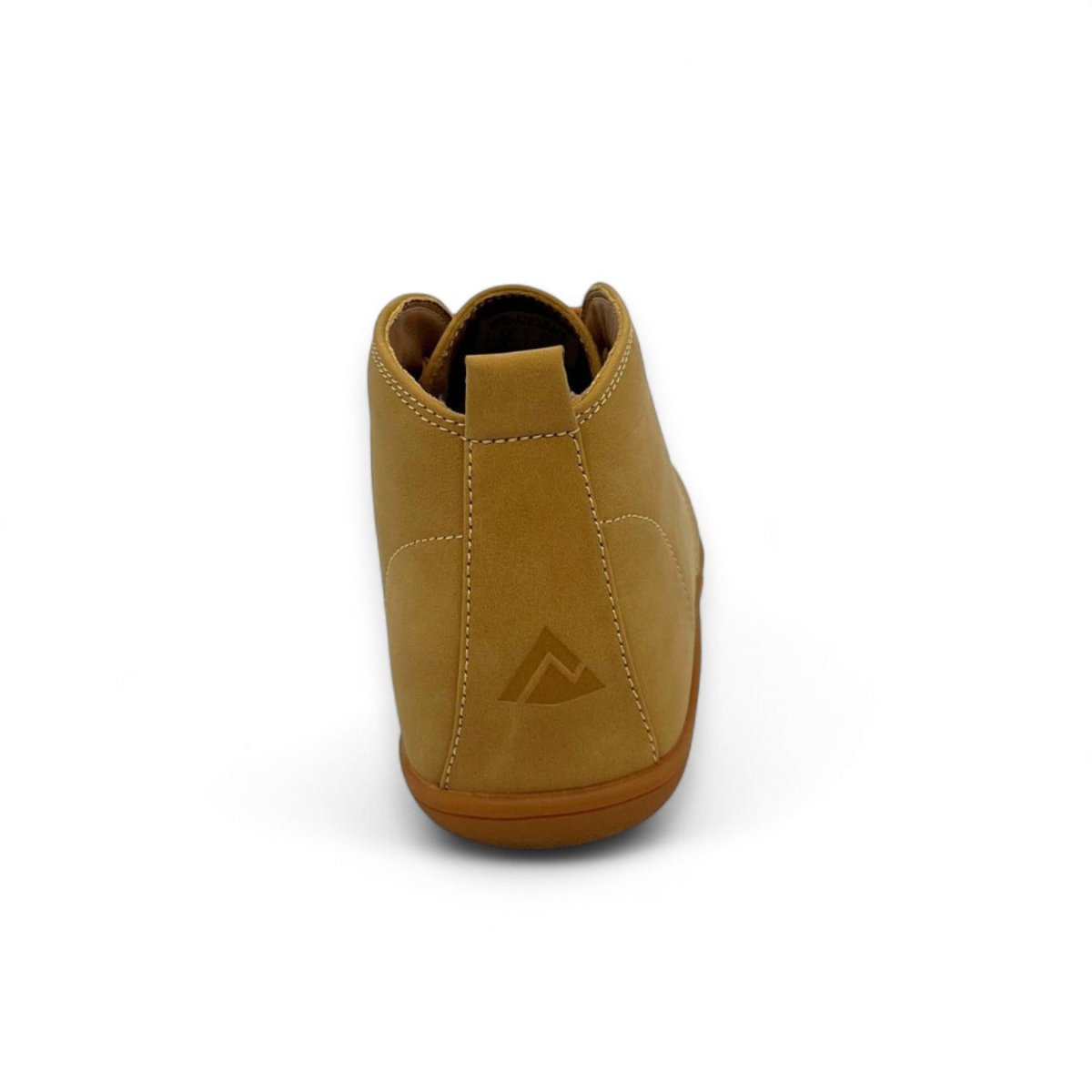 Rear view of Naturcontact George smart barefoot shoe in tan, highlighting the minimalist heel design, pull tab, and flexible zero-drop sole.