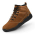 Naturcontact Intemperia 2.0 winter barefoot boot in brown suede with flexible sole, wide toe box and lace-up design, isolated on white background.