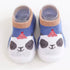 Naturcontact Mini Contact 2.0 baby barefoot shoes in blue colorway, sock-style design with cute panda face, breathable fabric and flexible non-slip sole.